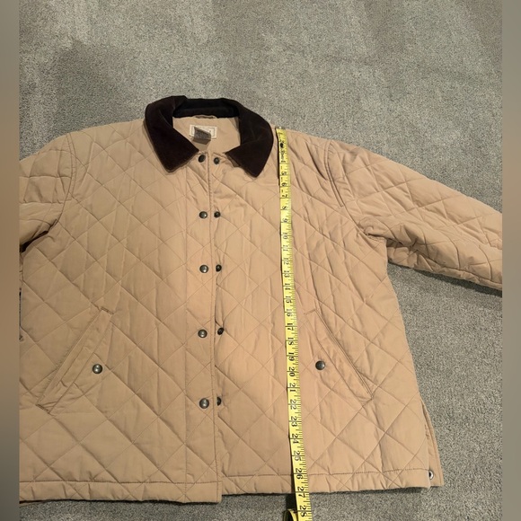 L.L. Bean Quilted Barn Jacket Women’s Corduroy Collar Tan Thermore Lined - Picture 8 of 9